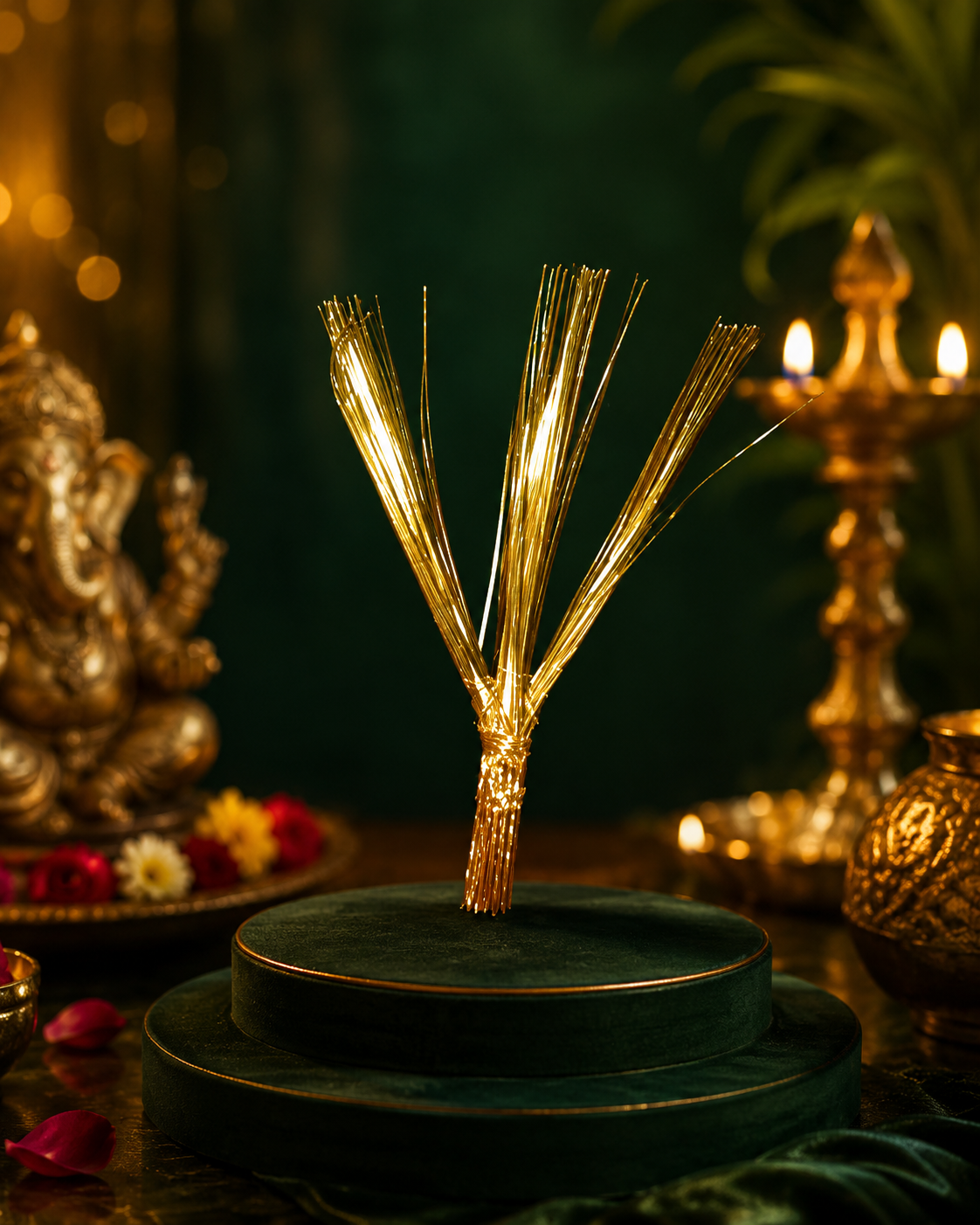 Suvarna Durva — Sacred Gold Grass Ganapati Decoration